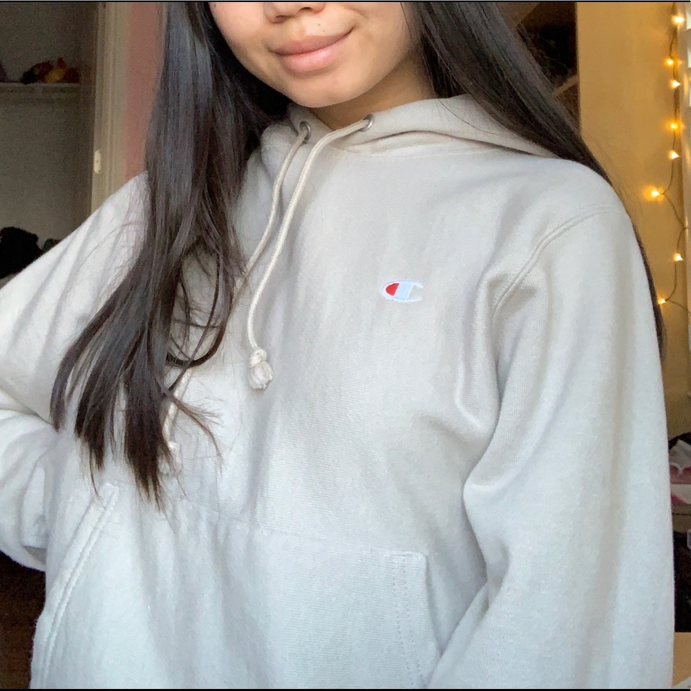 beige champion hoodie
